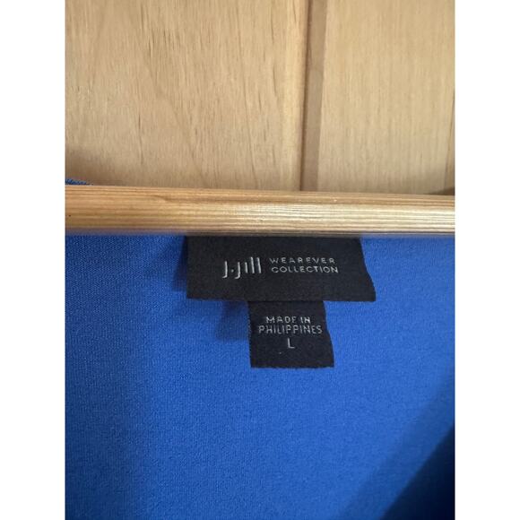 J. Jill | Wearever Collection Blue Paisley Borderd Shirt Dress | Size L - Picture 2 of 11